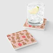 Textuur met Teddy Bears, Hearts Stenen Onderzetter (Zijkant)