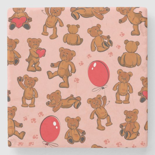 Textuur met Teddy Bears, Hearts Stenen Onderzetter (Voorkant)