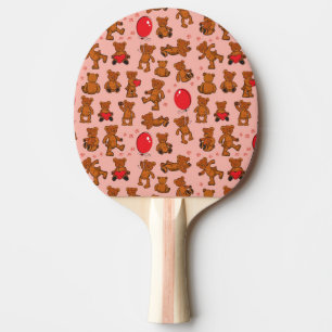 Textuur met Teddy Bears, Hearts Tafeltennisbatje