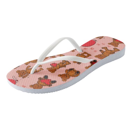 Textuur met Teddy Bears, Hearts Teenslippers (Schuin)