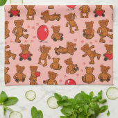 Textuur met Teddy Bears, Hearts Theedoek (Gevouwen)