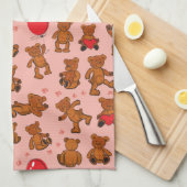 Textuur met Teddy Bears, Hearts Theedoek (Quarter Fold)