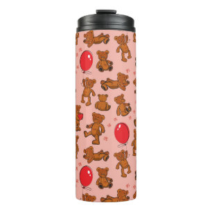 Textuur met Teddy Bears, Hearts Thermosbeker