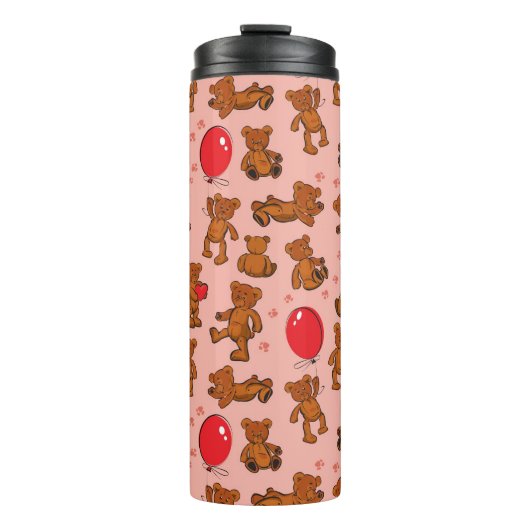 Textuur met Teddy Bears, Hearts Thermosbeker (Voorkant)