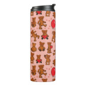 Textuur met Teddy Bears, Hearts Thermosbeker (Gedraaid links)