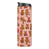 Textuur met Teddy Bears, Hearts Thermosbeker (Geroteerd rechts)