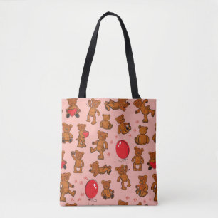 Textuur met Teddy Bears, Hearts Tote Bag
