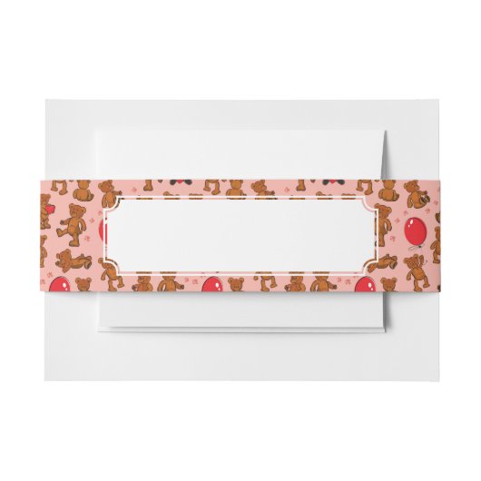 Textuur met Teddy Bears, Hearts Uitnodigingen Wikkel (Voorkant Voorbeeld)