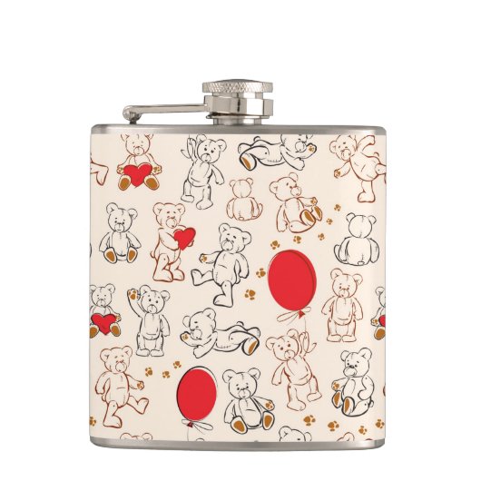 Textuur met Teddy Bears Heupfles (Voorkant)