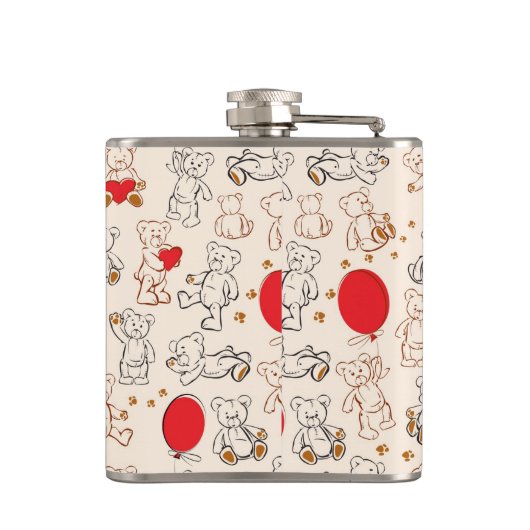 Textuur met Teddy Bears Heupfles (Achterkant)