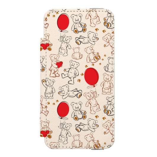 Textuur met Teddy Bears Incipio iPhone Portemonnee Hoesje (Voorkant Agenda)