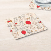 Textuur met Teddy Bears Kartonnen Onderzetters (Schuin)