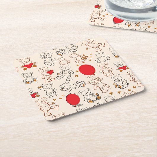 Textuur met Teddy Bears Kartonnen Onderzetters (Schuin)