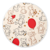 Textuur met Teddy Bears Keramische Knop (Voorkant)