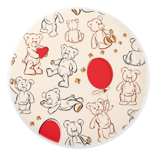 Textuur met Teddy Bears Keramische Knop (Voorkant)