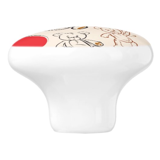 Textuur met Teddy Bears Keramische Knop (Zijkant)