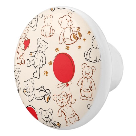 Textuur met Teddy Bears Keramische Knop (Rechts)