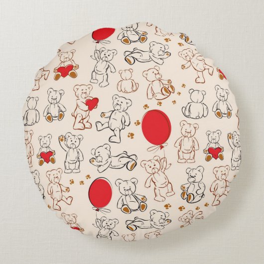 Textuur met Teddy Bears Rond Kussen (Achterkant)