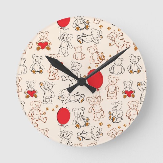 Textuur met Teddy Bears Ronde Klok (Voorkant)