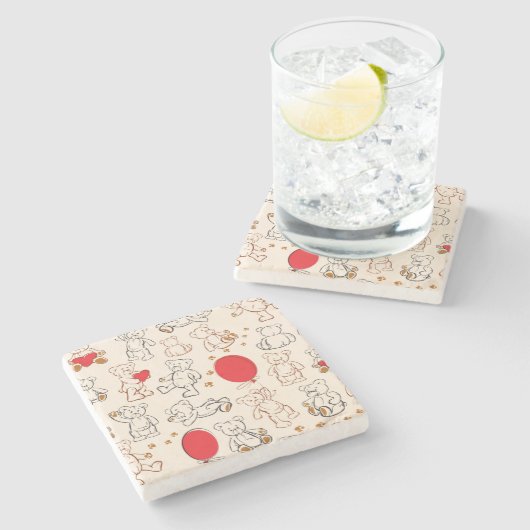 Textuur met Teddy Bears Stenen Onderzetter (Zijkant)