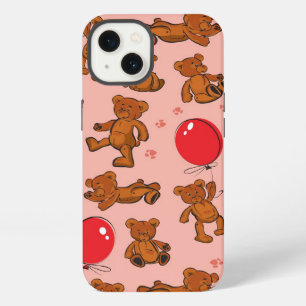 Textuur met teddyberen, harten iPhone 13 hoesje