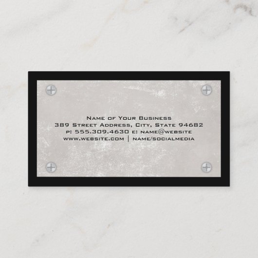 Textuur Muur | Metalen Schroeven | Zwarte Rand Visitekaartje (Achterkant)