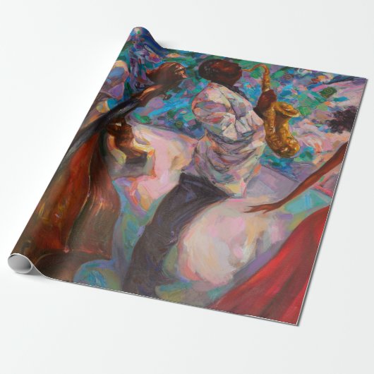 textuur, olieverschildering, kunst, jazz, blauwe p cadeaupapier (Uitgerold)