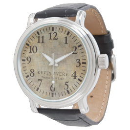 Textuur Rustic Beige Linen Horloge
