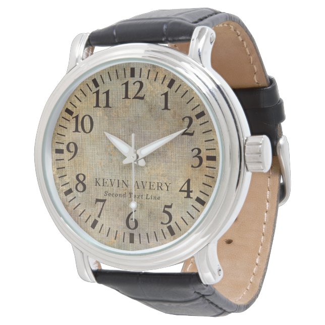 Textuur Rustic Beige Linen Horloge (Gekanteld)