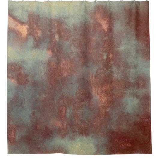 Textuur Rustic  Blauwgroen Bruin Land Abstract Douchegordijn (Voorkant)