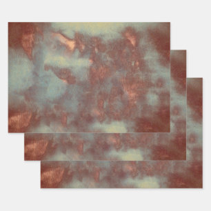 Textuur Rustic  Blauwgroen Bruin Land Abstract Inpakpapier Vel