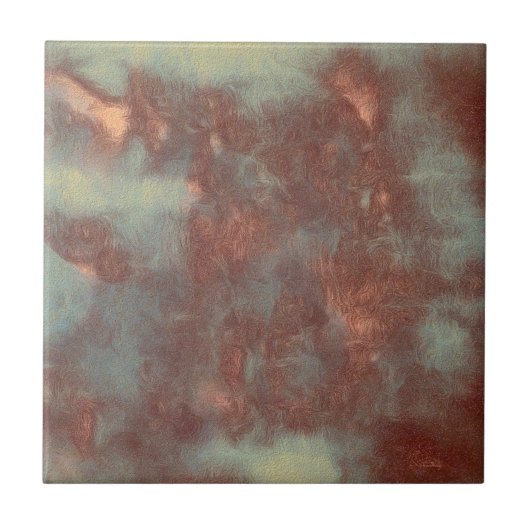 Textuur Rustic  Blauwgroen Bruin Land Abstract Tegeltje (Voorkant)