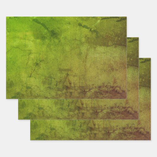 Textuur  Rustic Green Brown Grunge Pattern Inpakpapier Vel (Set)