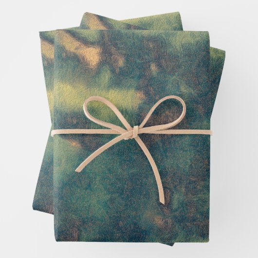 Textuur Rustic  Groen Bruin Blauwgroen Abstract Inpakpapier Vel (In situ)