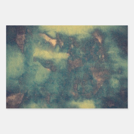 Textuur Rustic  Groen Bruin Blauwgroen Abstract Inpakpapier Vel (Voorkant)