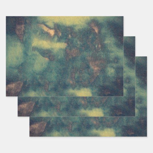 Textuur Rustic  Groen Bruin Blauwgroen Abstract Inpakpapier Vel (Set)
