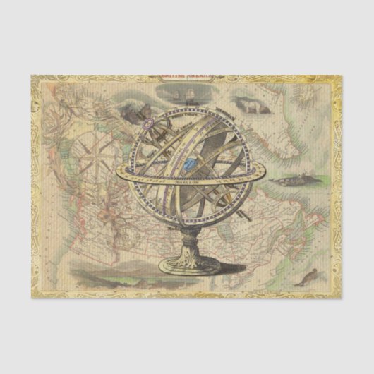 textuur rustieke kaart nautische decoupage tissuepapier (Voorkant)