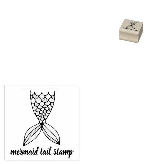 Textuur Schets Zeemeermin staart Rubberstempel (Gestempeld)