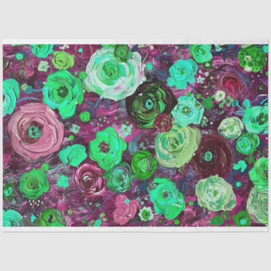 Textuur schilderij van bloemen heldere kleur decou tissuepapier (Voorkant)