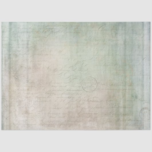  textuur Tan Groen Blauw Ephemera Decoupage Tissuepapier (Voorkant)