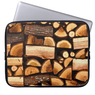 Textuur. Til opgeslagen gehakt brandhout, winters Laptop Sleeve