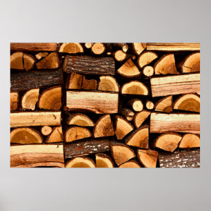 Textuur. Til opgeslagen gehakt brandhout, winters Poster