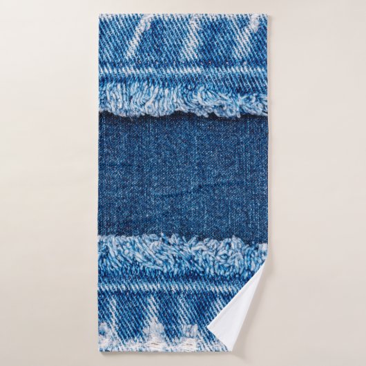 textuur van blauwe denim jeans badhanddoek (Badhanddoek)