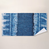 textuur van blauwe denim jeans badhanddoek (Badhanddoek)