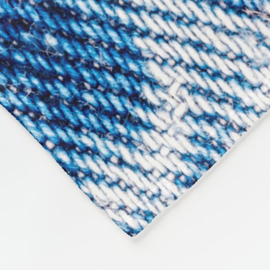 textuur van blauwe denim jeans fleece deken (Hoek)