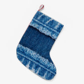 textuur van blauwe denim jeans kleine kerstsok (Voorkant (Hangend))