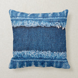 textuur van blauwe denim jeans kussen