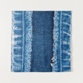 textuur van blauwe denim jeans wandkleed (Voorkant (horizontaal))