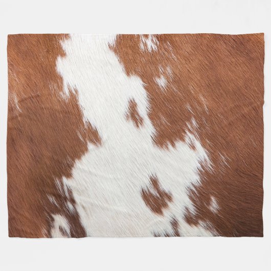 textuur van bruin en wit koeienhuid fleece deken (Voorkant (Horizontaal))