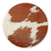 textuur van bruin en wit koeienhuid keramische knop (Voorkant)